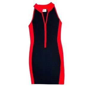 SEEK The Label Y2K Colorblock Bodycon Dress Red/Black Women's Small Moto Mini